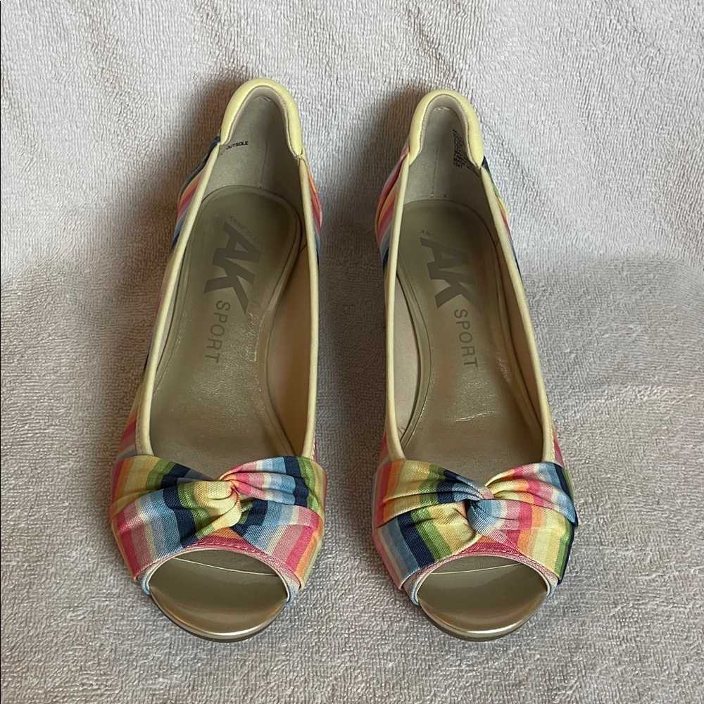 Anne Klein Multicolor Peep-Toe Heels Women Size 7.5M